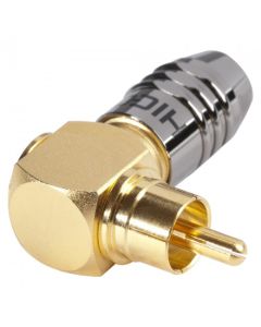 HICON RCA, 2-pole, metal, screw-type-male, gold plated, angled