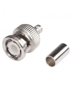 Hicon BNC58 BNC crimp-male connector, straight, nickel coloured